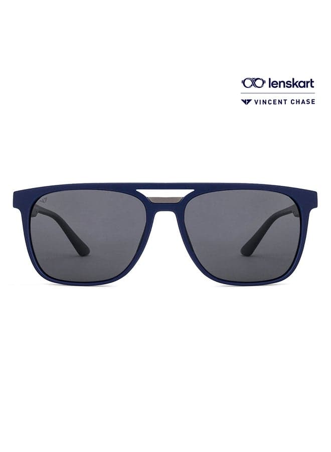 Unisex VINCENT CHASE By Lenskart | Mirage Full Rim Wayfarer Polarized & UV Protected Sunglasses For Men & Women VC S12644 - 57mm - Blue