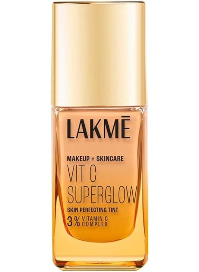 Makeup+Skincare VitC Superglow Skin Perfecting Natural Liquid Tint, Medium Coverage, Warm Crème W120, 25ml (All Skin Type)