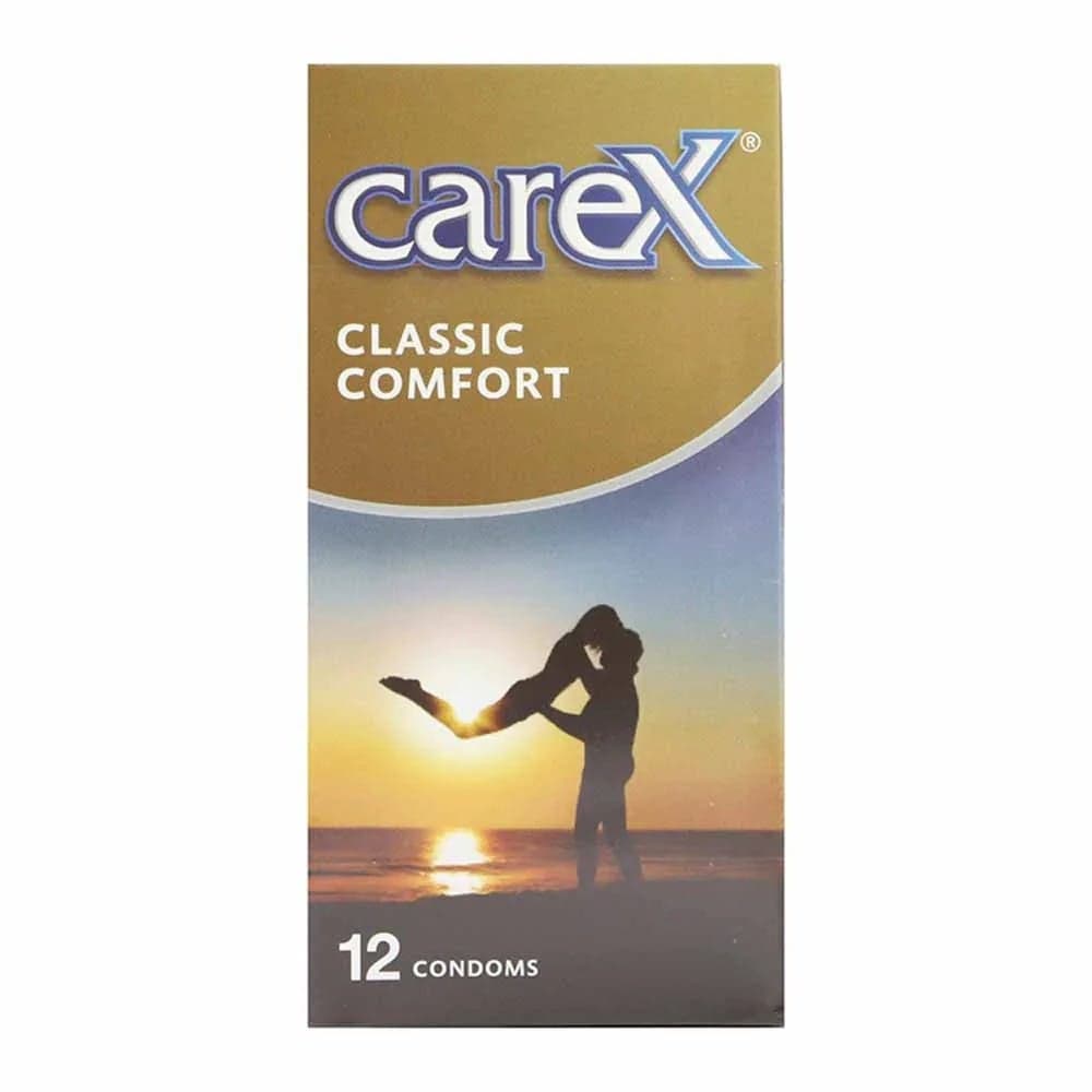 Carex Classic Comfort Condoms, Natural Latex Condoms Pack of 12 Condoms