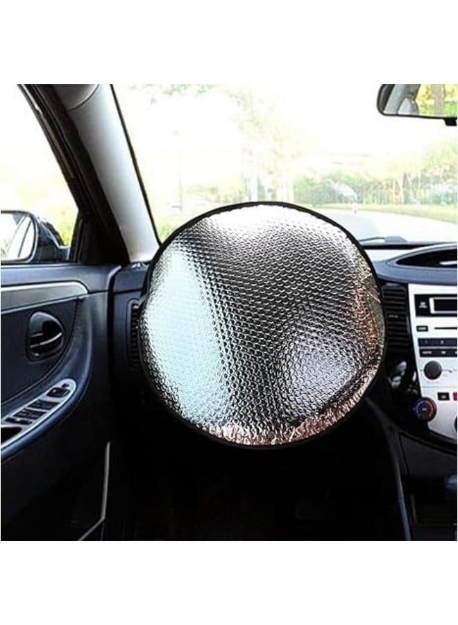 Car Steering Wheel Sun Shade Cover, Thickened Aluminum Foil Full Coverage Steering Wheel Cover, Sun Block Anti-Heat Steering Wheel Protector for Car Truck SUV Vang Wheel Covers