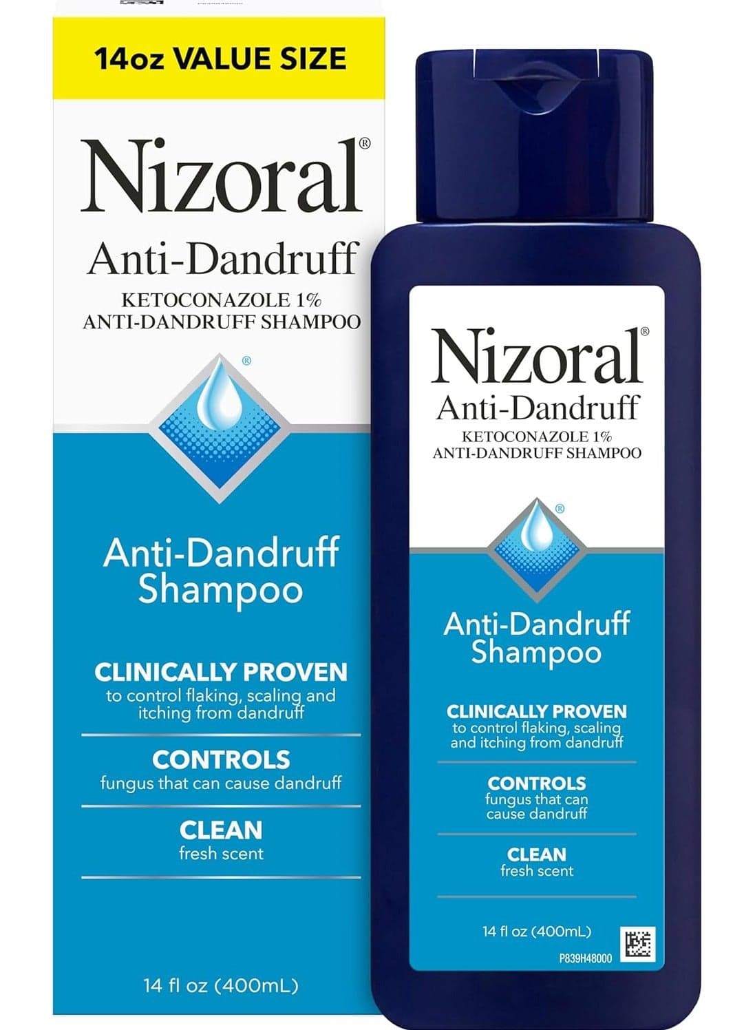 Nizoral Anti-Dandruff Shampoo 400ml with 1% Ketoconazole, Fresh Scent, 14 Fl Oz
