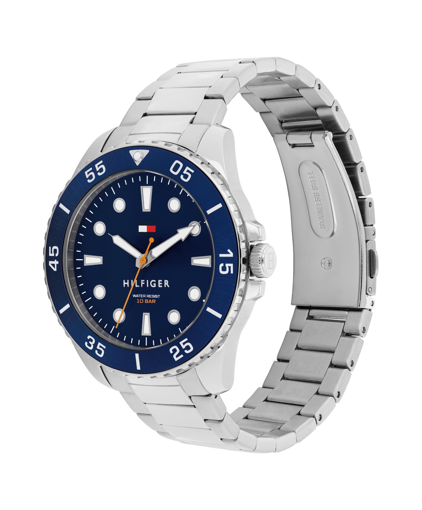 Round Analog Men'S Stainless Steel And Blue Aluminum Case Watch