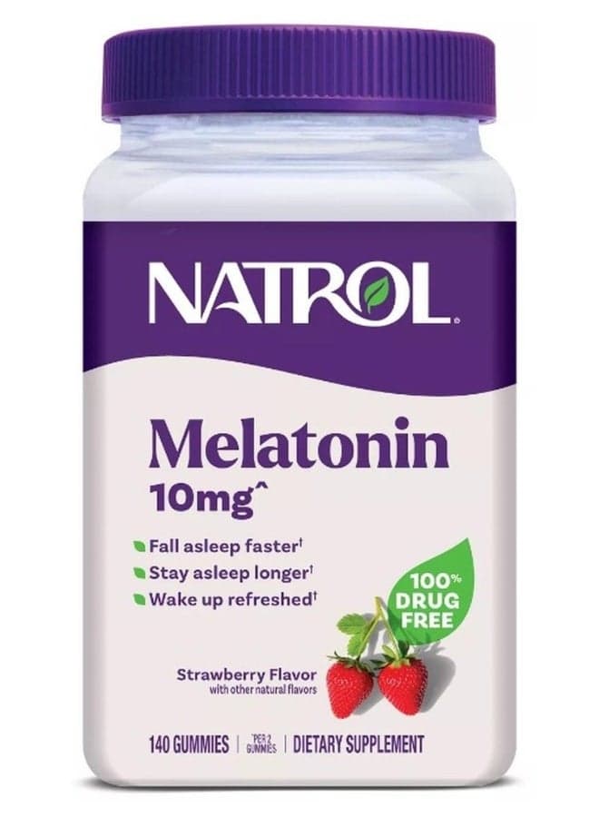 Melatonin Strawberry Flavor 10Mg 140 Gummies Dietary Supplement Packaging May Vary