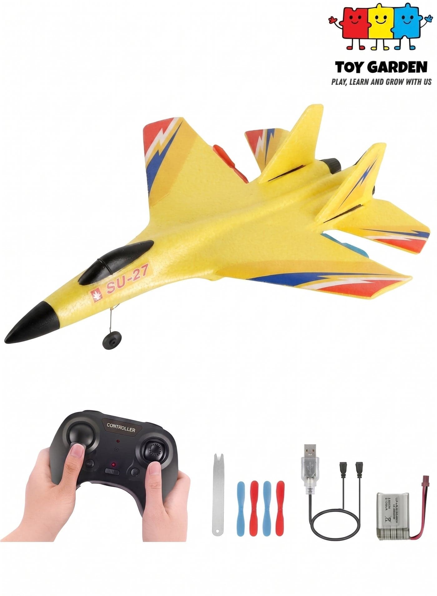 RC Plane SU-27 Drone with 2.4GHZ 2CH, Remote Channel Remote Control Airplane, Control Flying Paper Aircraft Toys Indoors & Outdoors Easy to Fly Best Gift for Adults and Children