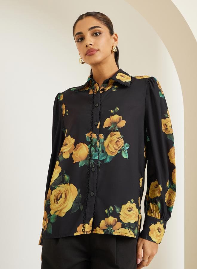 Women Black Floral Printed Shirt