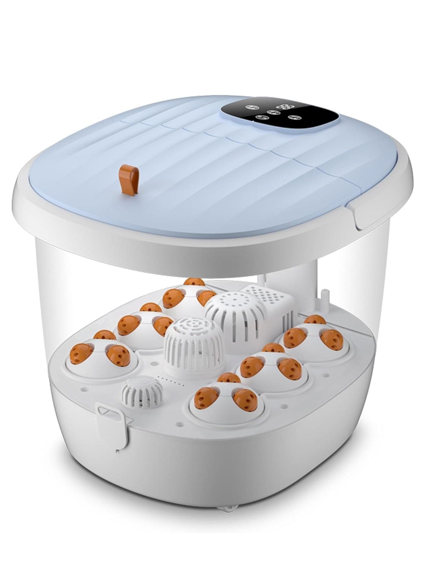 Foldable Electric Shiatsu Foot Spa Massager with LED Display Intelligent Temperature Control Timer Herbal Soak Motorized Rollers and Vibration Foot Bath Basin Portable Soaking Basin Bucket Foot Wash Basin for Pain Relief Blood Circulation and Foot Care Home and Spa Usage