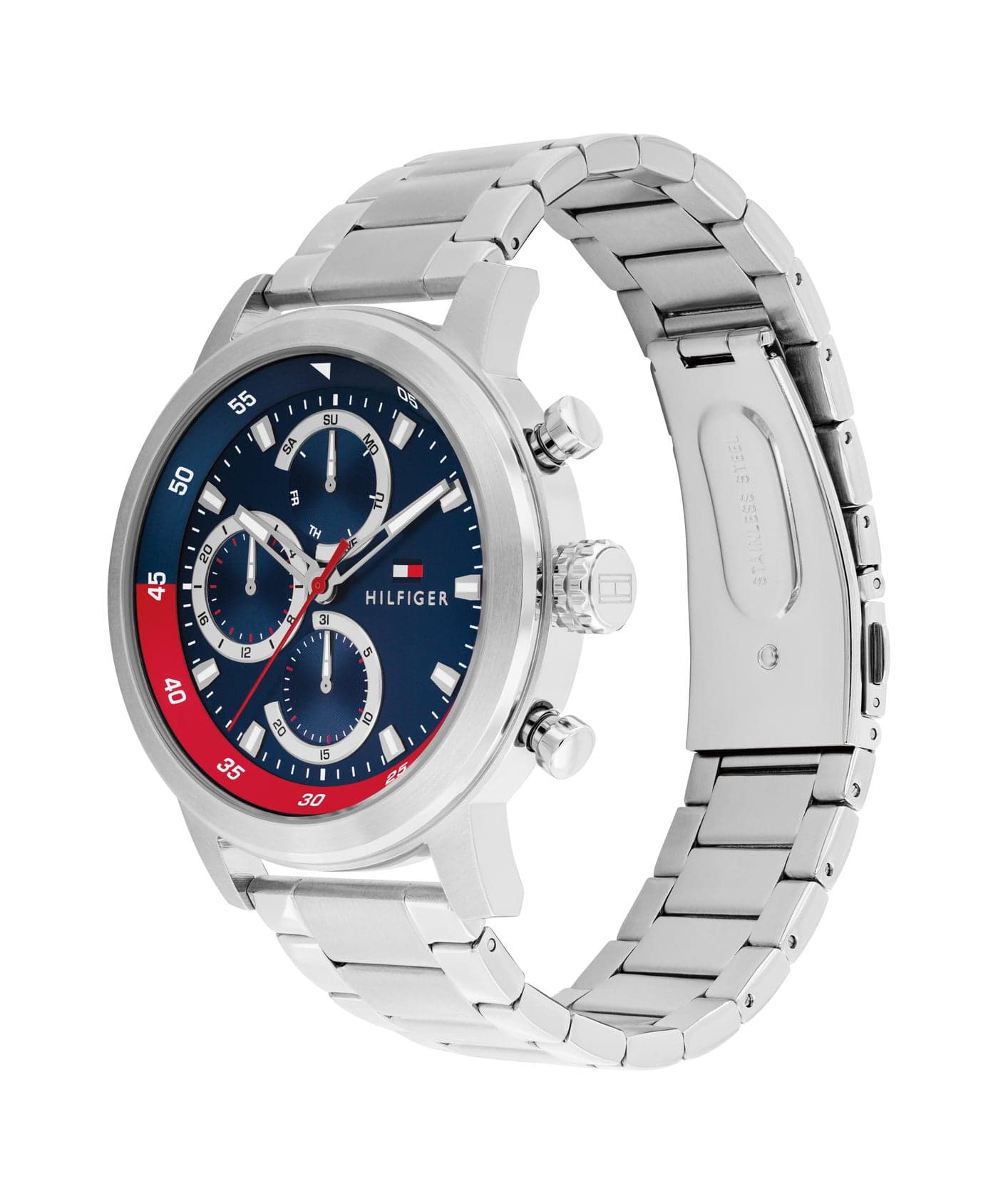 Round Multifunction Men'S Stainless Steel Case Watch