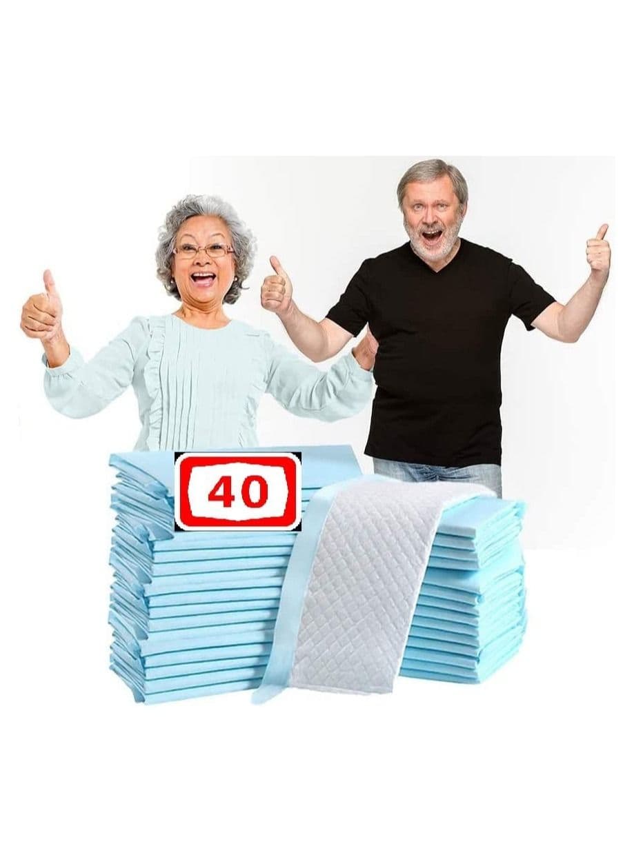 40-Pieces Packed in 4 Pouches 60 cm x 90 cm XL Disposable Underpads, Incontinence Pads, Chux, Bed Covers, Puppy Training Thick, Super Absorbent Protection for Kids Adults Elderly
