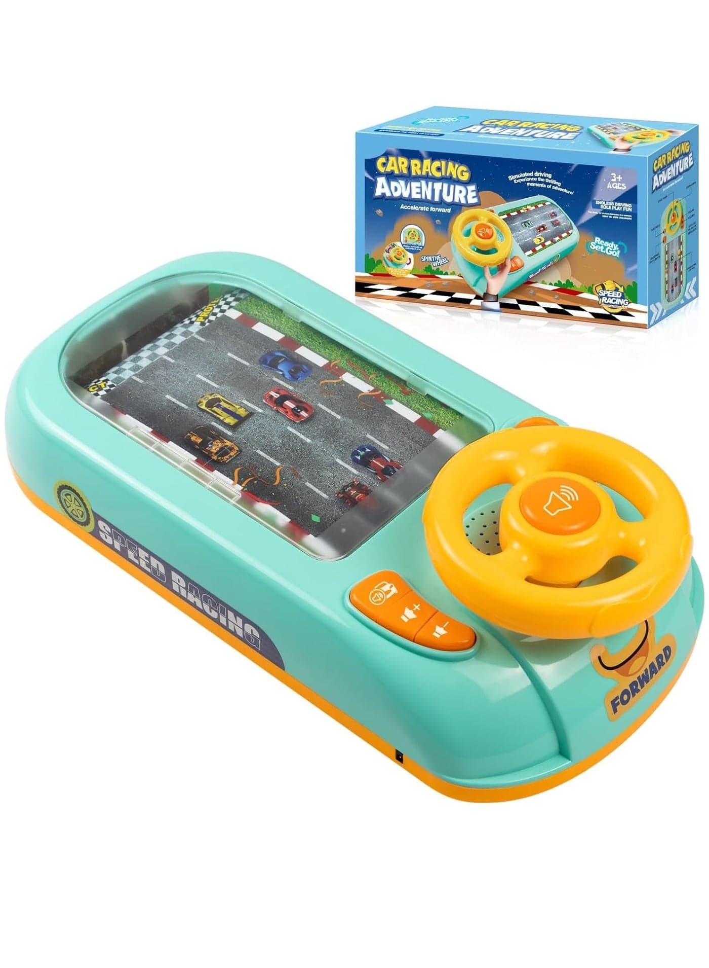 Steering Wheel Toys Interactive Race Car Toy Toddler Simulated Driving Racing Car Game with Sound and Music Birthday Gift For Kids Aged 3+