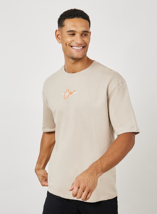 Terry Oversized Front And Back Print T-Shirt