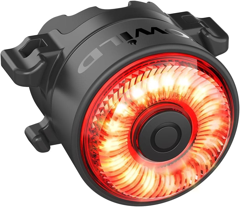 TOWILD TL03 Bicycle Tail Light with Smart Brake Sensor - Waterproof LED Bike Rear Light with Type-C Rechargeable Battery - Auto On/Off Safety Light for Road Cycling and Commuting - Red