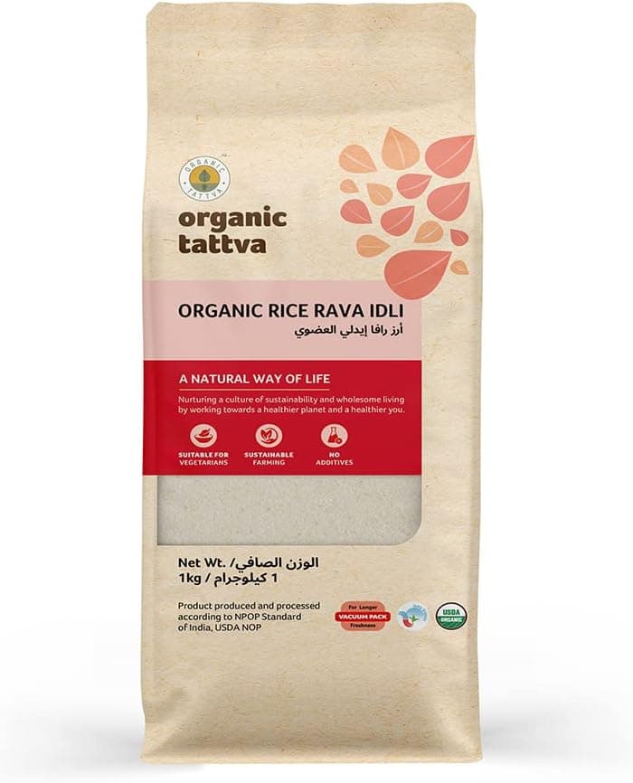 Organic Tattva Rice Rava Idli 1 kg - Gluten-Free and Pesticide-Free