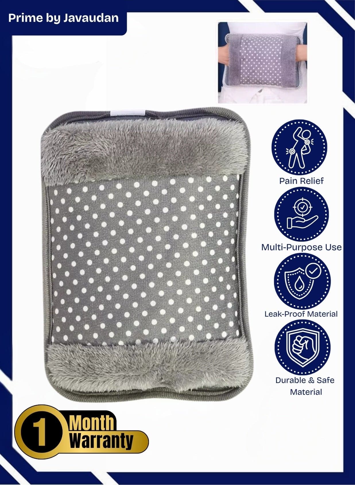 Electric Hot Water Bag Rechargeable Heating Bag with Fleece Cover for Cramps, Neck, Shoulders Pain Relief Bag for Hot Therapy Hand & Feet Warmer