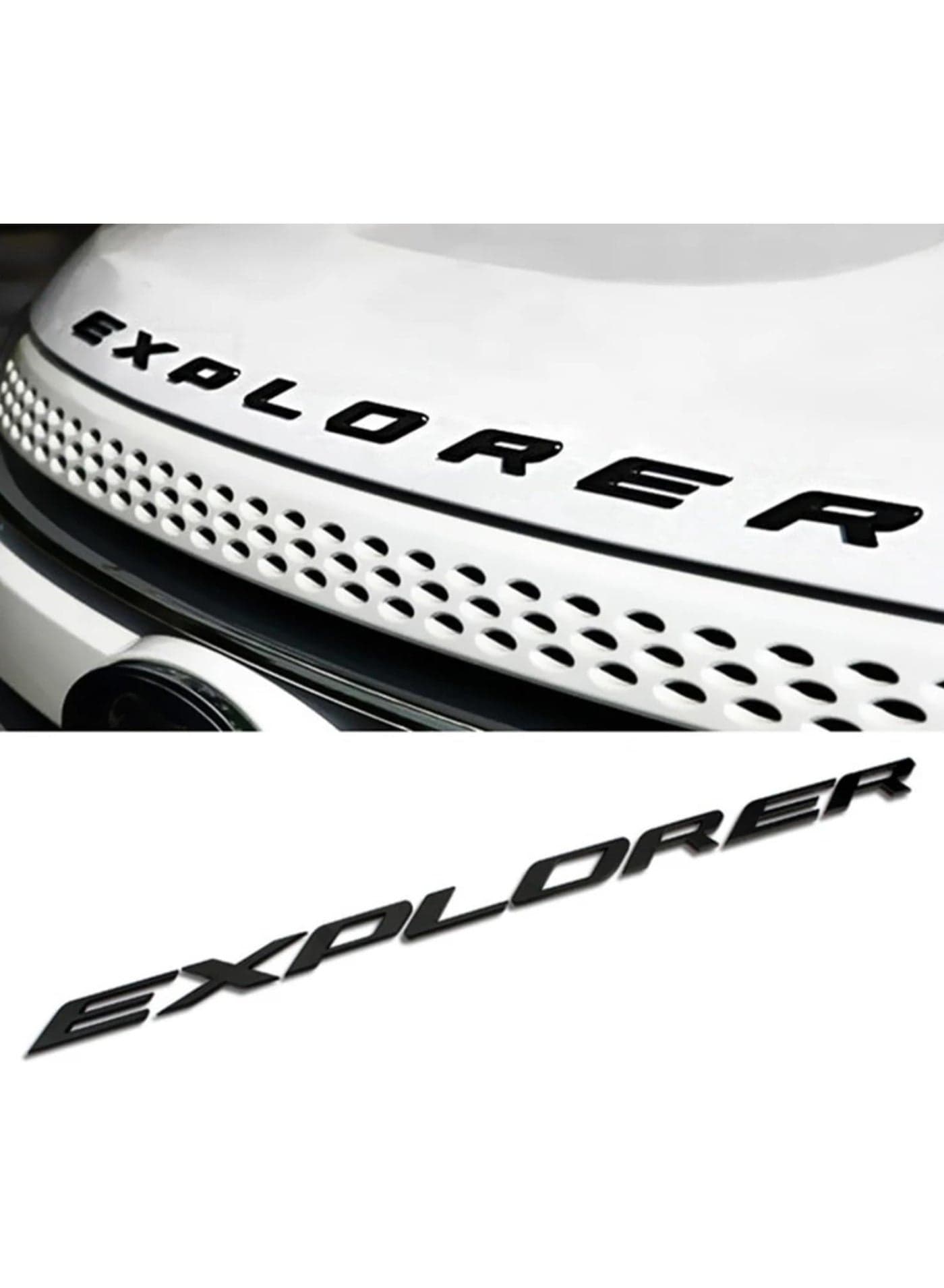 3D Logo Car Sticker EXPLORER Emblem Body Badge Bonnet Decal Auto Accessories Compatible with Ford Explorer (Matte Black)