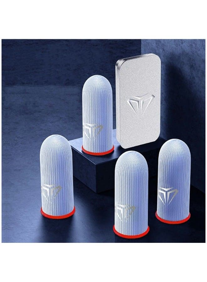 4 Piece Gaming Finger Sleeve Gloves - Gaming Finger Sleeve 0.3mm Fiber Seamless Thumbtip Sleeve for Mobile Gaming Sweat Resistant for PUBG/Cod/LOL/ROS Gaming Finger Sleeve (with Box)