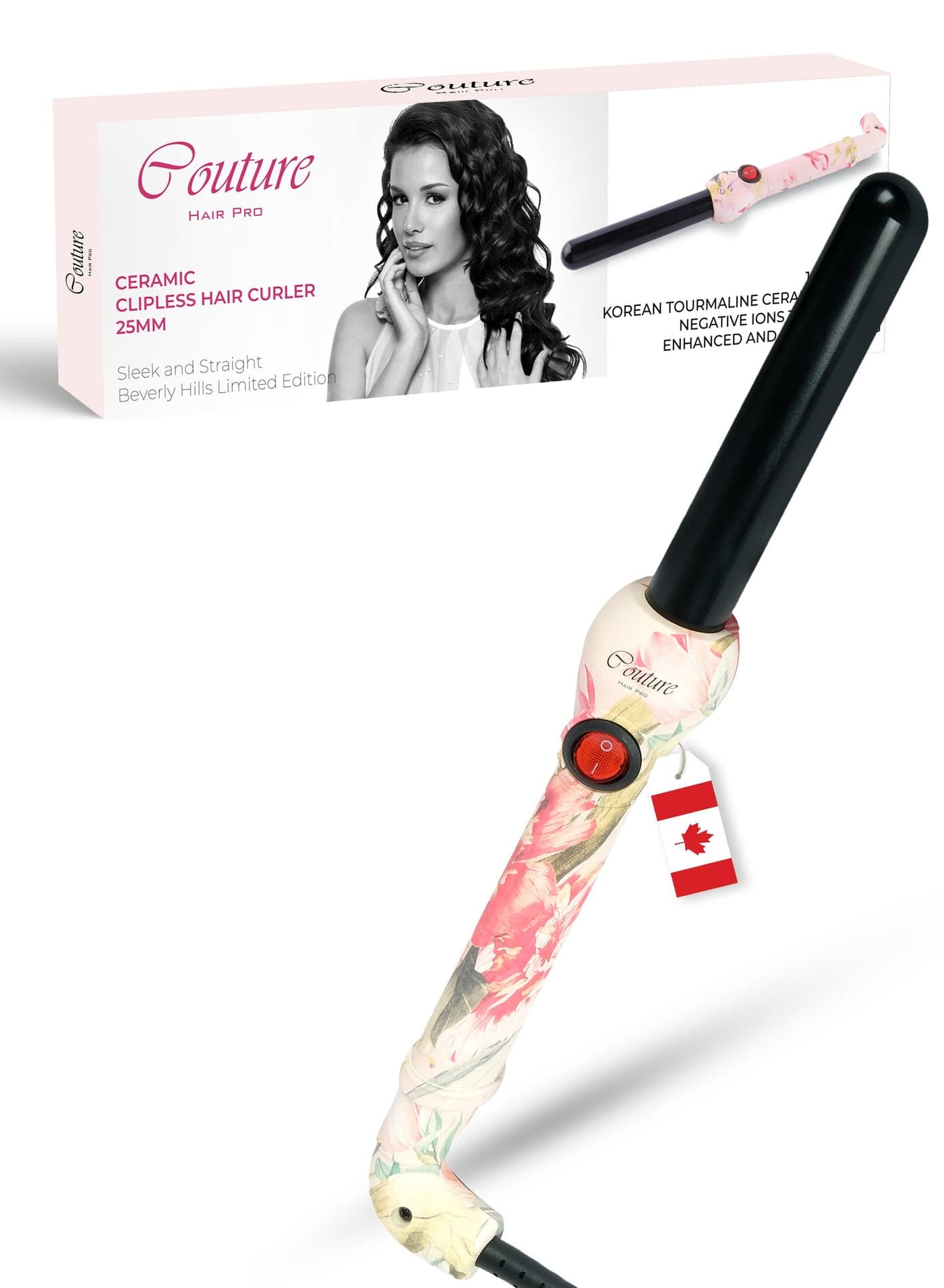 Ceramic Hair Curler 25 Mm- Spring Flowers -Fast Heatup, Premium Salon Quality - Long Lasting And Well Defined Curls