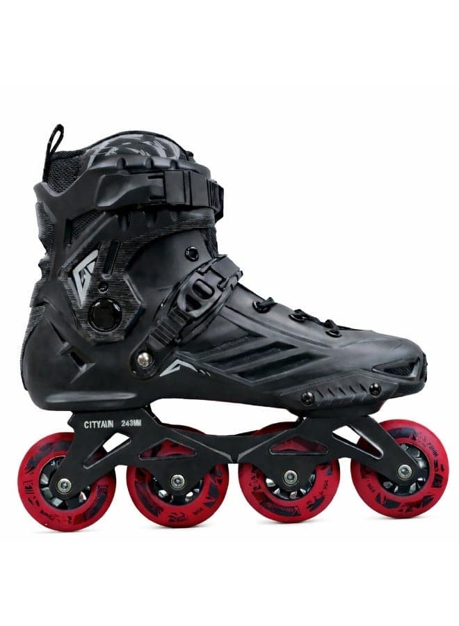 Professional Inline Skates for Adults & Teens – ABEC-7 Bearings, PU Wheels, Aluminium Frame, Hard Shell Support, Triple Buckle Closure, Outdoor Fitness Roller Blades