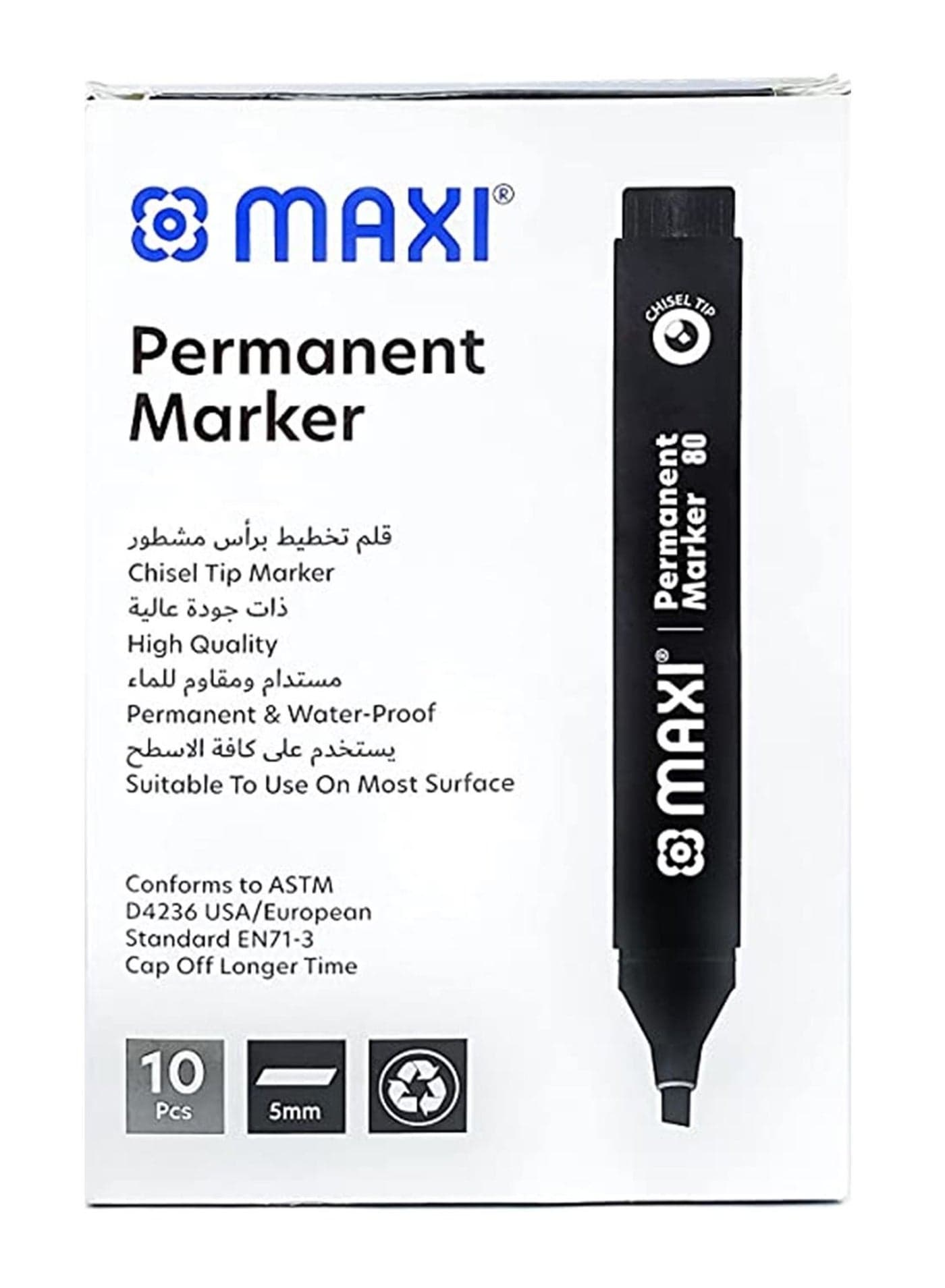 10-Piece Permanent Markers Chisel Tip Black Ink
