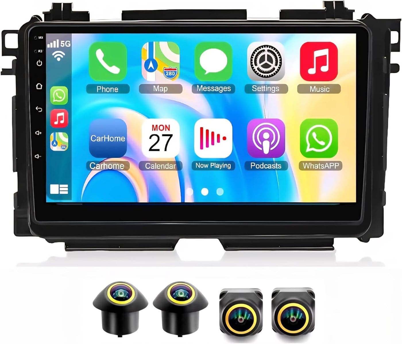 Fit Honda HR-V HRV Vezel Car Stereo Honda HRV Android Screen 2014-2020 Wireless CarPlay & Android Auto, GPS Navigation, BT DSP WIFI, FM AHD Camera (4+32GB 360D Cameras)
