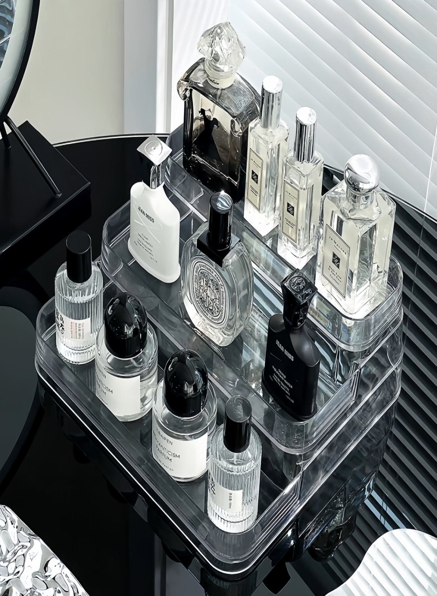 (Ramadan)Perfume Cosmetics Organizer, Bathroom Organizer Countertop 3Tier Cosmetic Shelf Makeup Skincare Vanity Storage Tray for Dresser Cosmetic Makeup Brushes Toiletries Kitchen Spice Rack