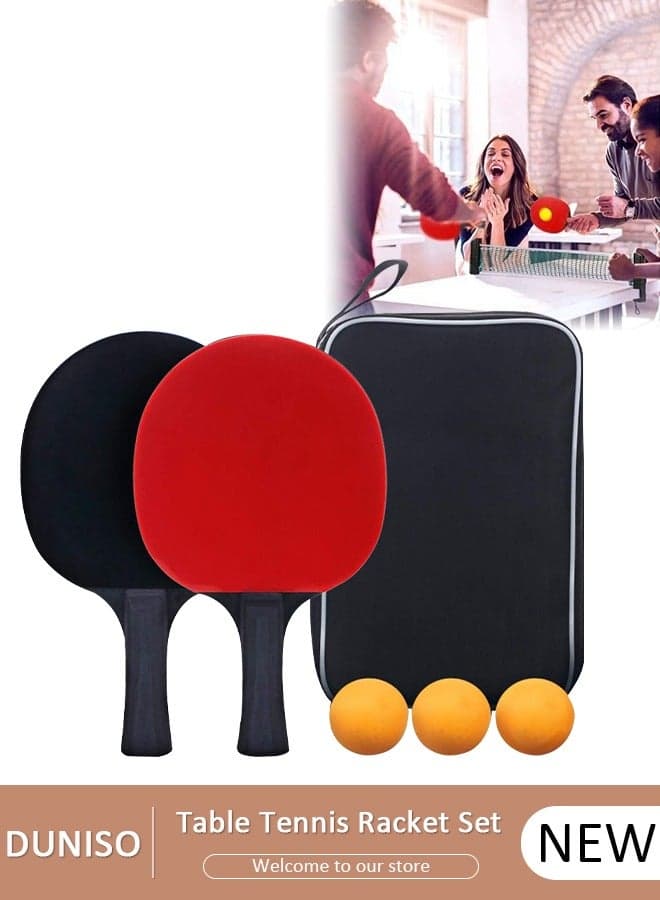 Ping Pong Paddles Set High-Performance Table Tennis Paddle with Premium Ping Pong Balls With Storage Case 2 Players Table Tennis Racket Set For Indoor & Outdoor Games