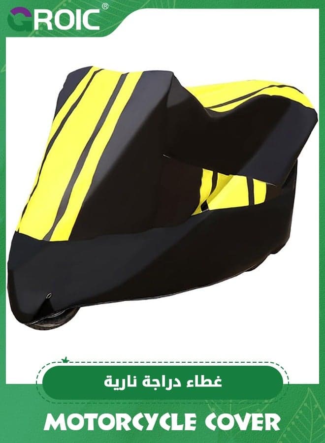 90.5'' Motorcycle Cover, XX-Large Heavy Duty Motorcycle Cover Waterproof Outdoor Scooter Shelter Protection with Lock-Hole and Reflective Strips for Harley Davidson, Honda, Suzuki, Kawasaki, Yamaha