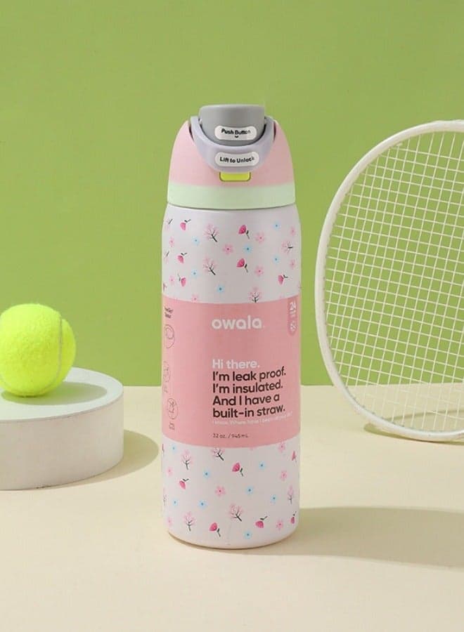 Insulated Stainless Steel Water Bottle With Straw For Sports Travel And School BPA Free Sports Water Bottle