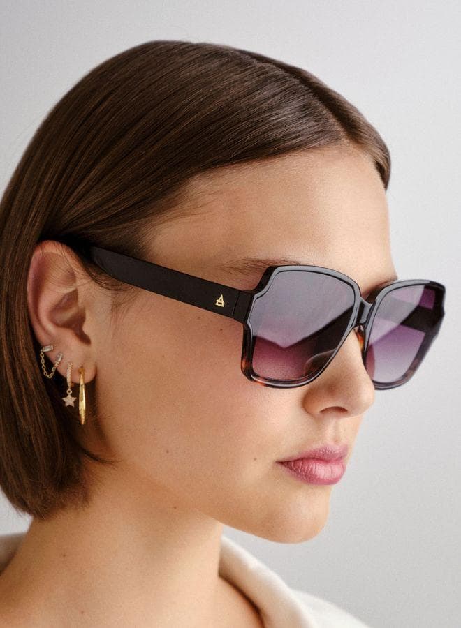FORTUNA Oversized Black Sunglasses – Bold Square Frame with UV400 Protection, Daily Wear Sunglasses