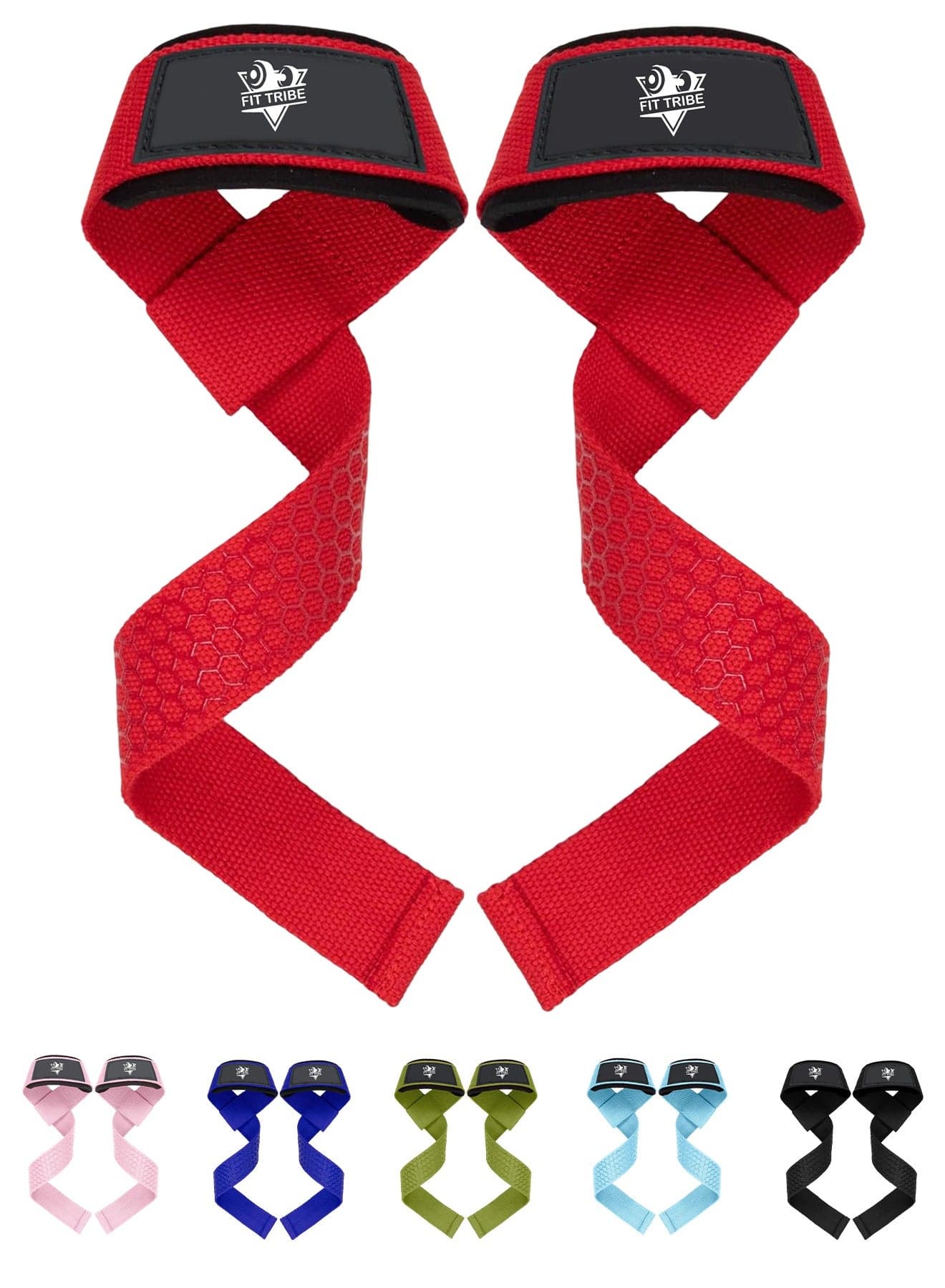 Weight Lifting Straps, Gym Straps for Weight Lifting Support, Powerlifting, Bodybuilding & Fitness, Adjustable Wrist Straps for Men & Women - Strength Training Gym Accessories (Red)