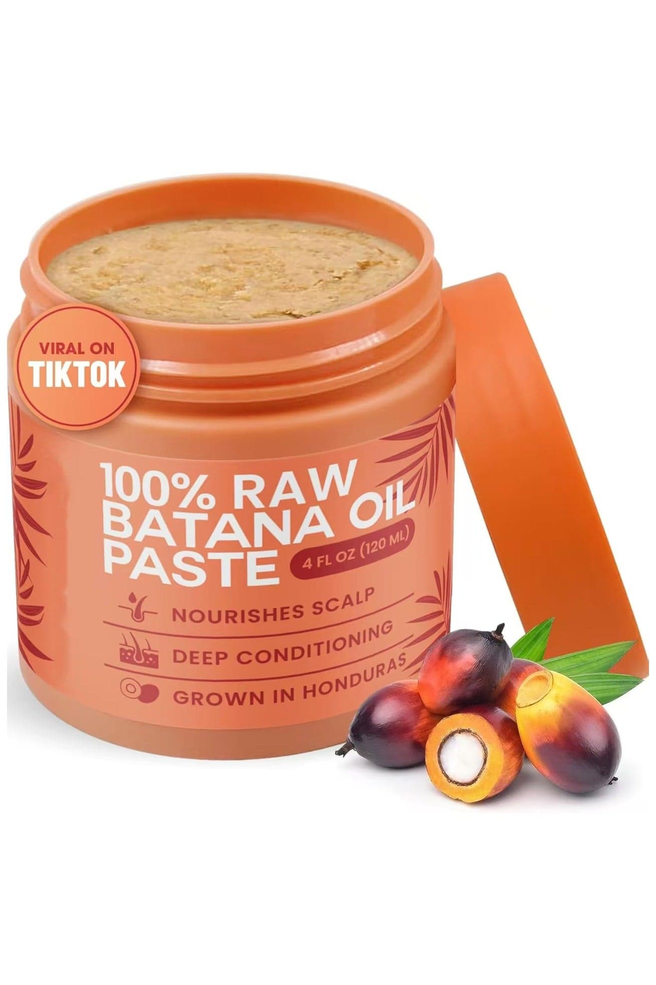 Raw Batana Oil for Hair Growth - 100% Pure, Organic 4oz Batana from Honduras for Thick and Strong Natural Hair - Dr. Sebi Unrefined Cold Pressed Cosmetic Scalp Mask for Men & Women (1 Pack)