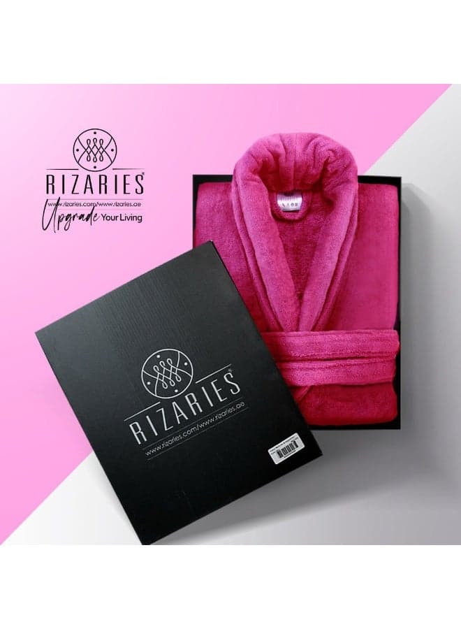 Luxury Bathrobe - 100% Soft Velour Cotton - Dark Pink- 1 Piece set - Unisex