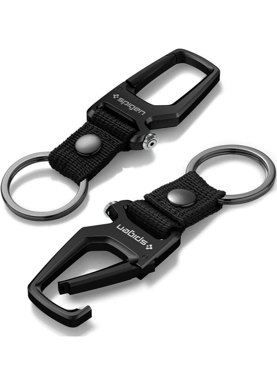 Life Carabiner Key Ring Clip Car Keychain Clip, Bottle Opener Key Chain Ring for Men and Women - Black
