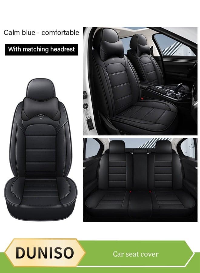 Car Seat Cover, Universal Fully Wrapped Seat Cushion, Artificial Leather Car Backrest Seat Cover, Equipped With Headrest, Wear Resistant And Anti Slip, Suitable For All Seasons, Suitable For Most Car Seats