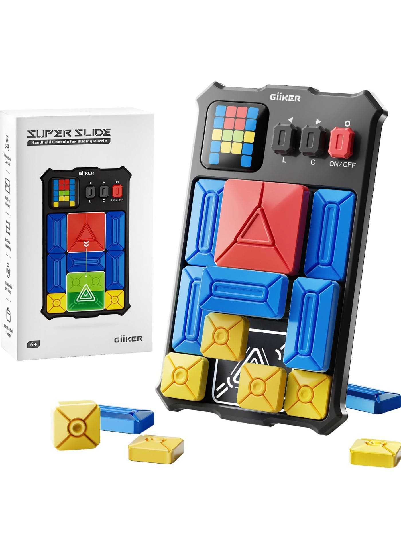 GiiKER Super Slide Puzzle Brain Teaser Games with 500+ Levels STEM Interactive Handheld Games Console, Educational Kid Teens Toys,Travel Relax Brain Game, Board Toys for Birthday Gifts for All Ages