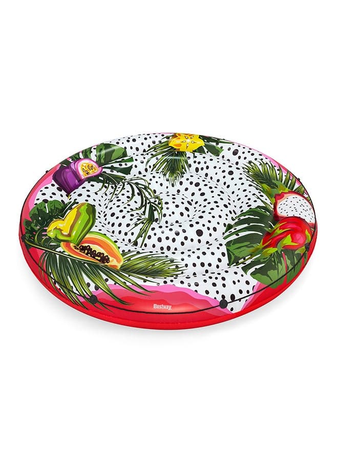 Bestway, Inflatable Fruits of Paradise Island Pool Float Large Round Floating Island Lounger Tropical Fruit Design Water Float Mattress with Repair Patch, 6 ft