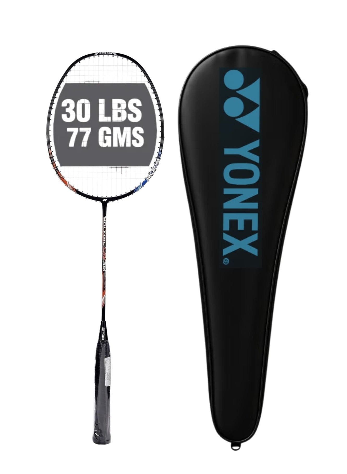 Voltric Lite 40i Strung Graphite Badminton Racquet | 30 lbs Tension, 5U G4 - Blue Orange | Durable, Lightweight | For Intermediate Players