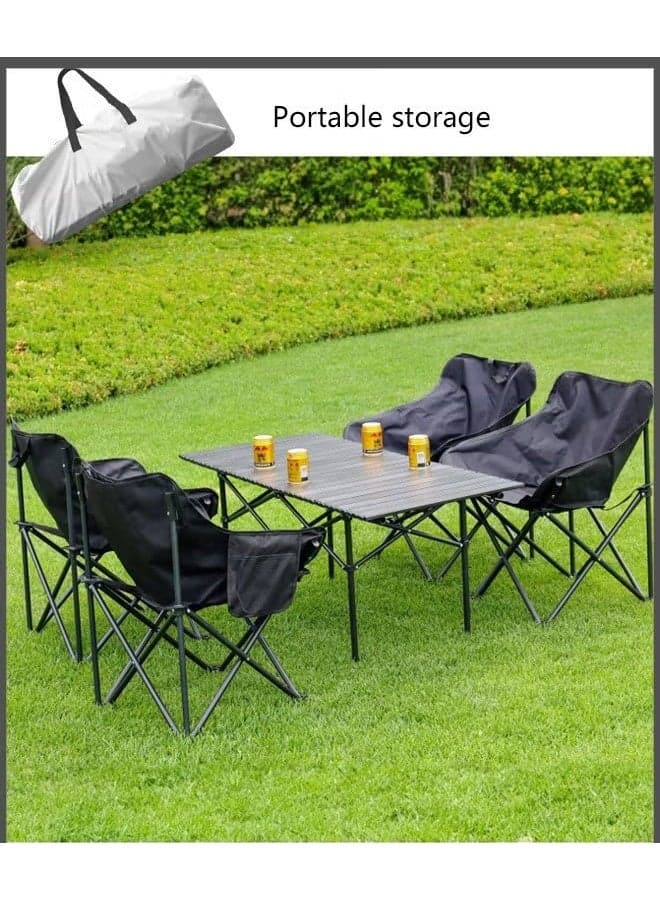 Portable Outdoor Picnic & Camping Folding Table Set — Includes 4 Foldable Chairs, Lightweight, Heavy Duty, Ideal for Travel & Family Activities