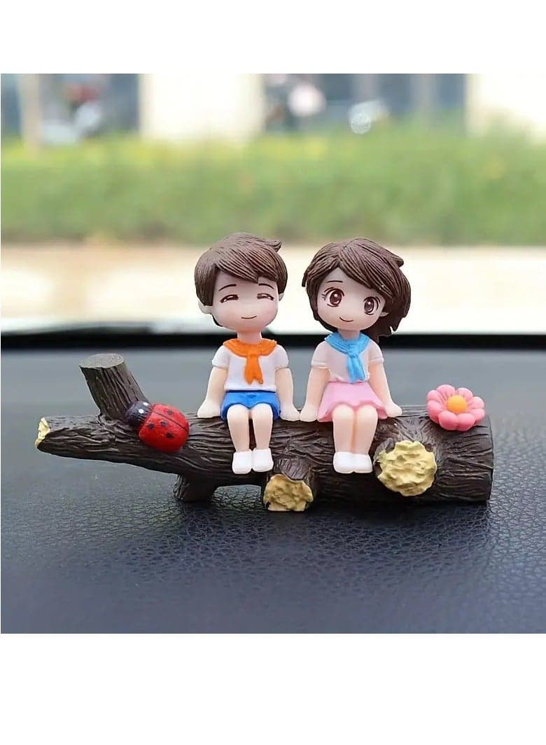 Lovely Car Couple Car Ornament Car Interior Center Console Decoration, Cute Couple Car Dashboard Decor, Cartoon Car Dashboard Decorations with Balloon Car Fashion