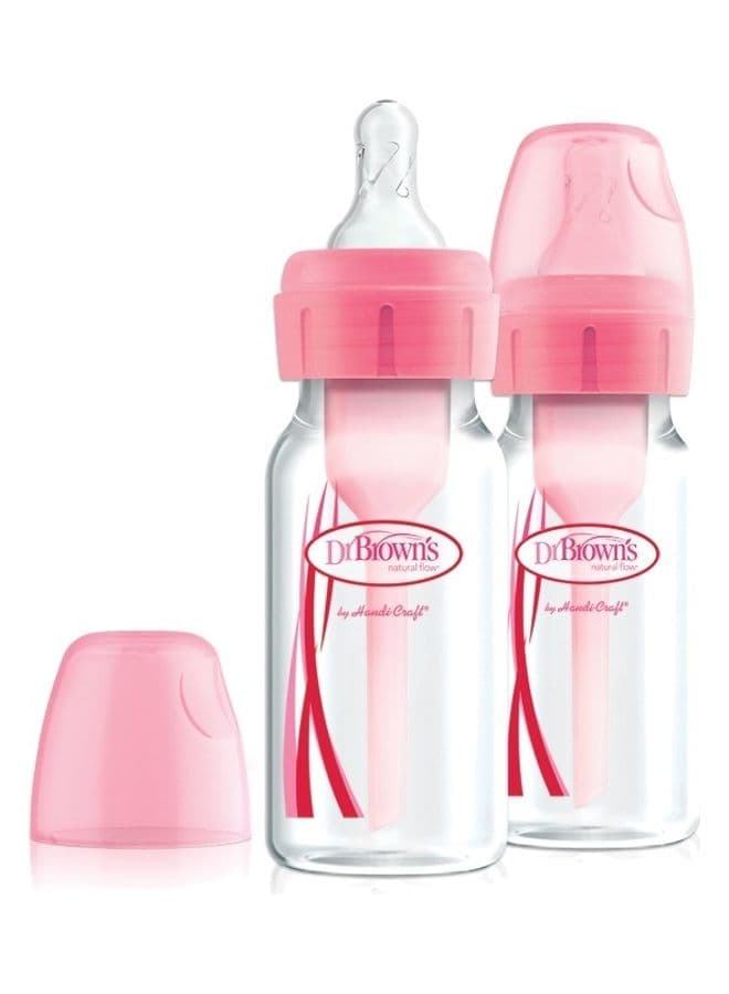 4 Oz/120 Ml Anti-Colic Pp Narrow Options+ Bottle, 0M+, Pink, 2-Pack