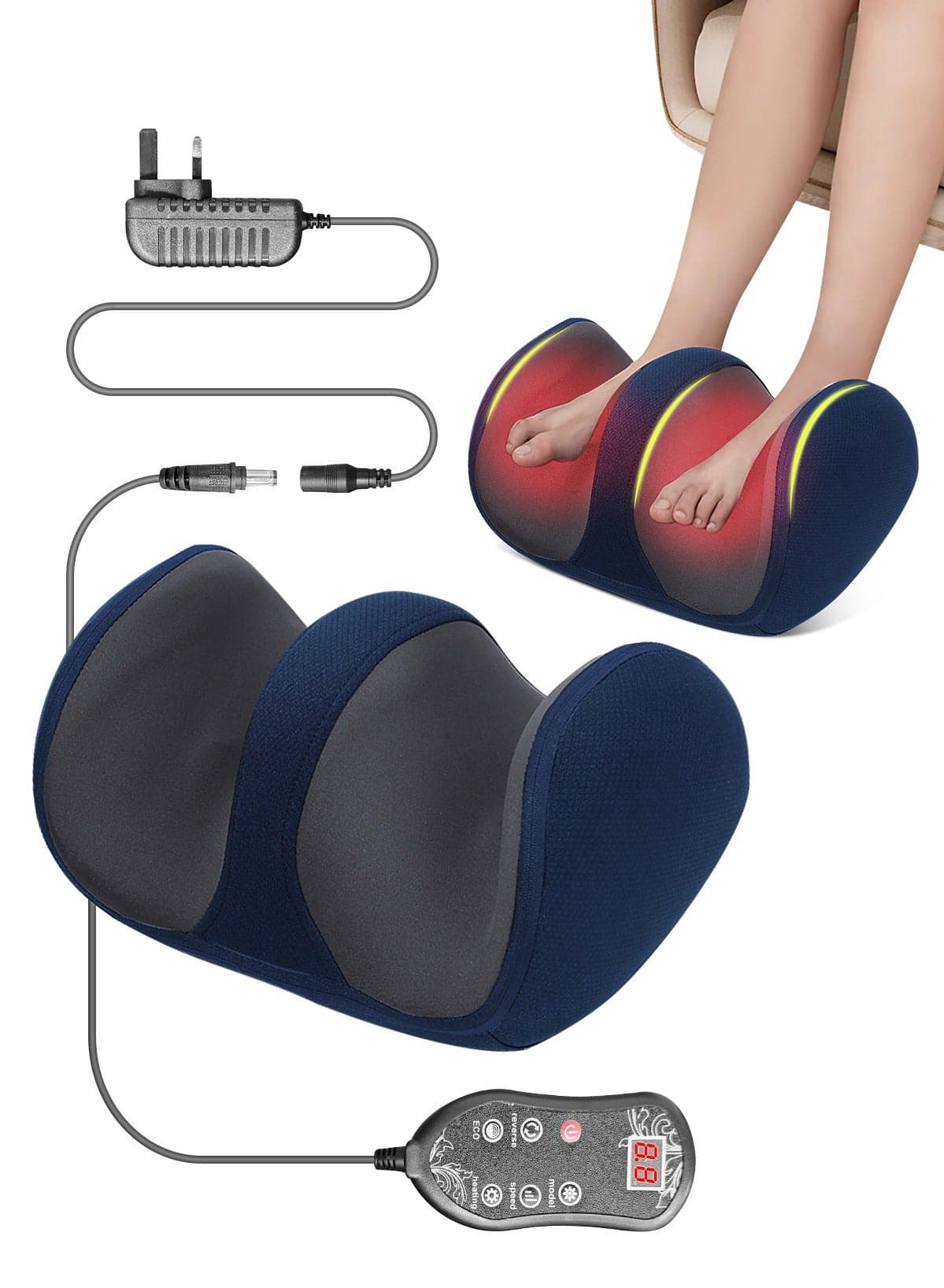 Electric Foot Massager Shiatsu Heat Kneading Massage Hot Compress Deep Relaxation Relieve Fatigue Foot Spa Electric Calf Massager Machine For Pain Relief And Improving Blood Circulation