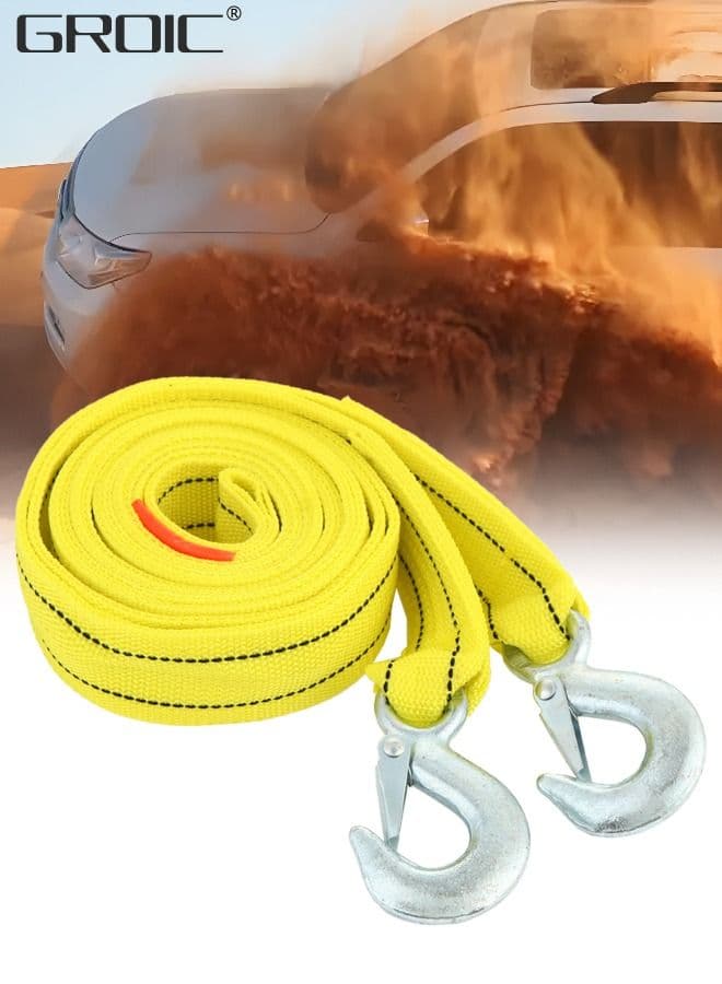 4M Heavy Duty Tow Strap with Safety Hooks, Vehicle Heavy Duty Recovery Rope for Hauling, Stump Removal & Much More,Best Towing Accessory for Car 5 Tons