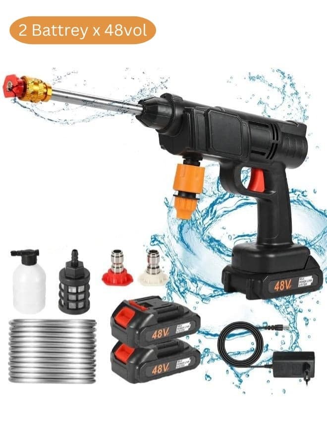 48V High Pressure Washer - Cordless Portable Electric Water Gun for Cars, Car Washing Machine Ideal for Floor Cleaning, car washing and Efficient Garden Watering With Two Battery