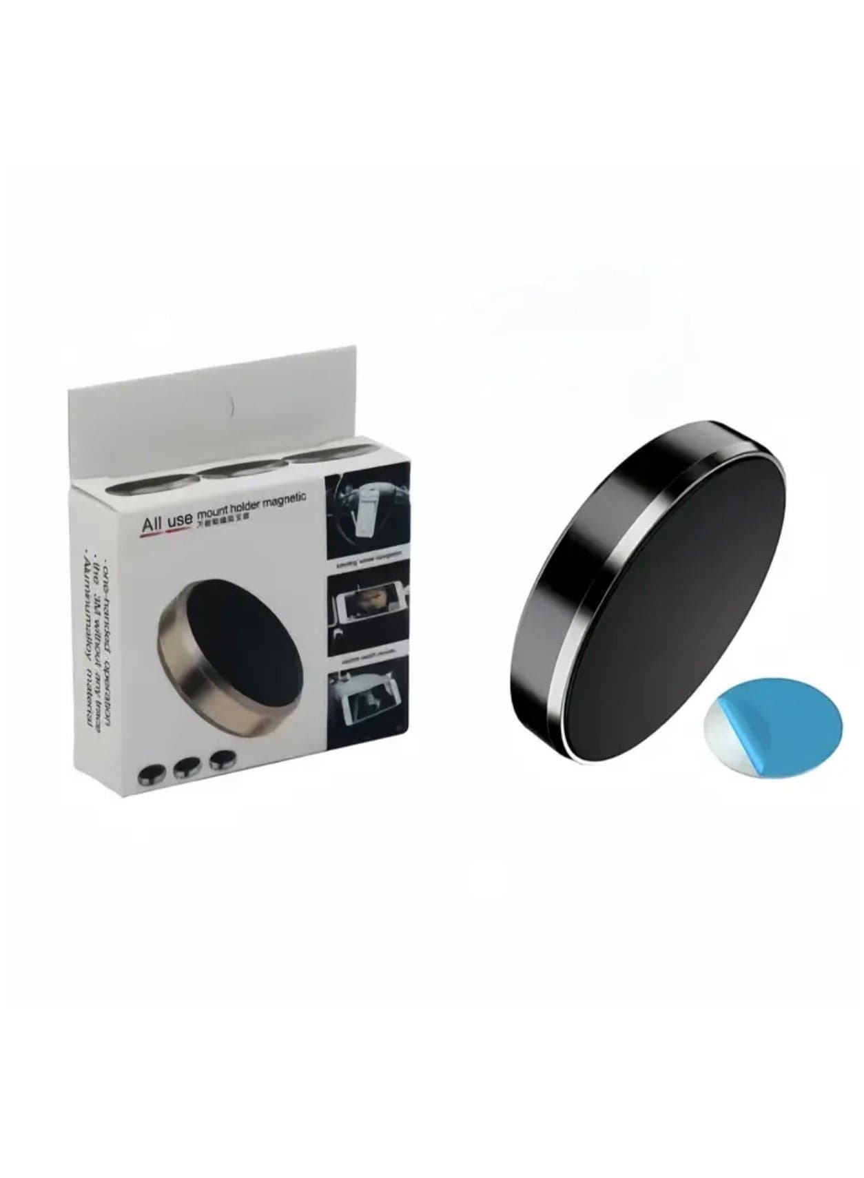 Black Universal Magnetic Phone Holder – Round Design, Powerful Mount for Any Surface. Secure, Stylish & Super Strong Hold, for Large Smartphones (4"-7") | Secure Fit for iPhone 15/16, Samsung S24/S23, Xiaom