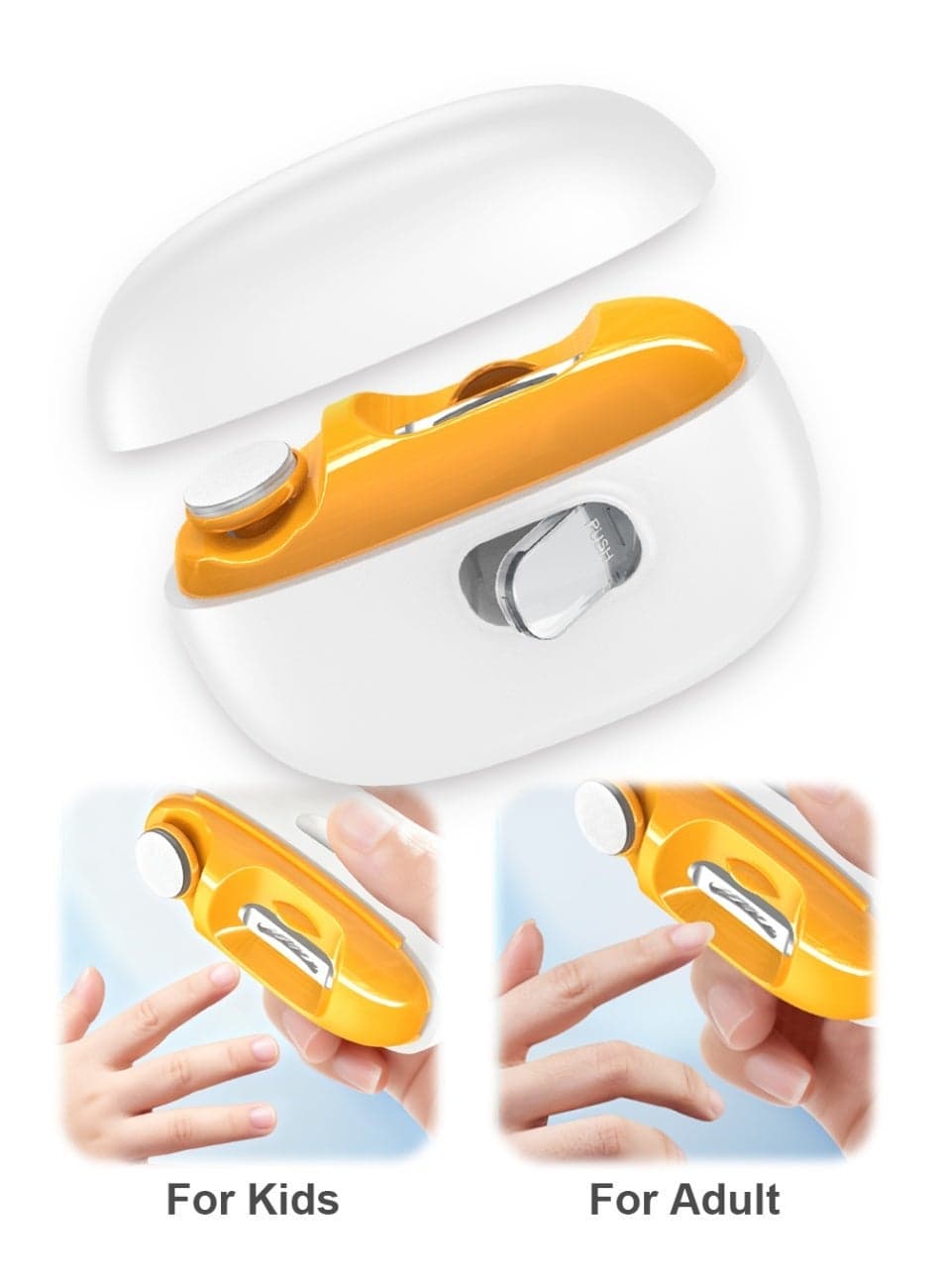 Electric Nail Clipper for Baby, 2-in-1 Automatic Trimmer with LED Light, 500mAh Rechargeable Low-Noise Nail Cutter with Debris Catcher for Kids Elderly All Family