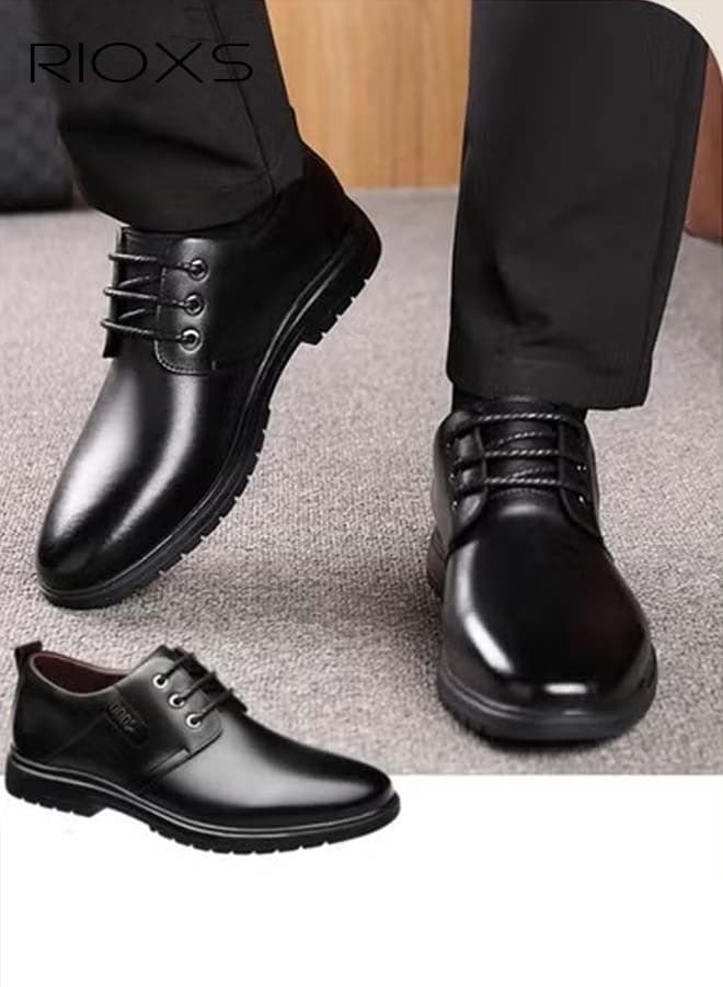 Men's Dress Shoes, Formal Business Leather Shoes, Classic Lace-up Round-toe Oxford Shoes, Stylish Comfortable Soft Sole Work Shoes for Men, Lightweight Anti Slip Walking Flats Men's Business Shoes for Daily Wear and Formal Occasions, Black