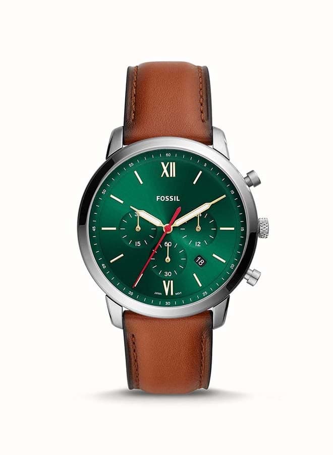 Men Neutra Leather Strap Analog Wrist Watch FS5735 - 44 mm - Brown