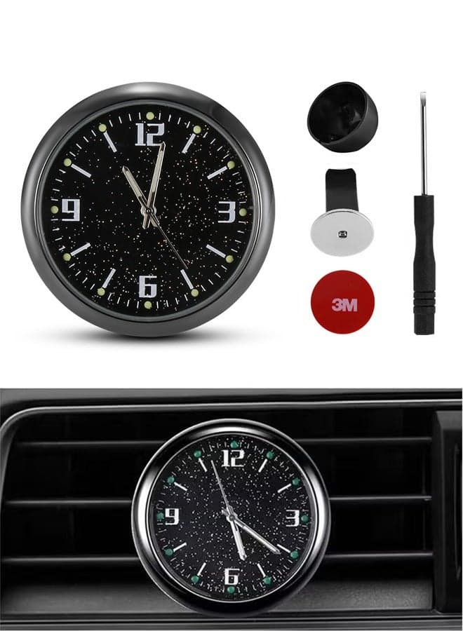 Starry Sky Car Dashboard Clock, Stick on Dashboard or Install with Air Vent Clip, Mini Tiny Small Analog Clock for Vehicle Automotive Car,Vehicular air Vent Clock,Car interior