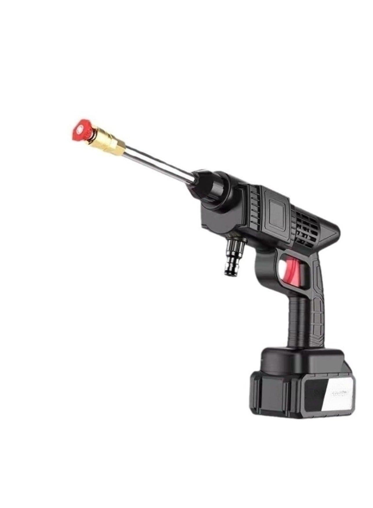 21V High-Pressure Car Washing Water Gun with Storage Box Black Includes 2 Battery, 5-Meter Hose, and Tool Box.