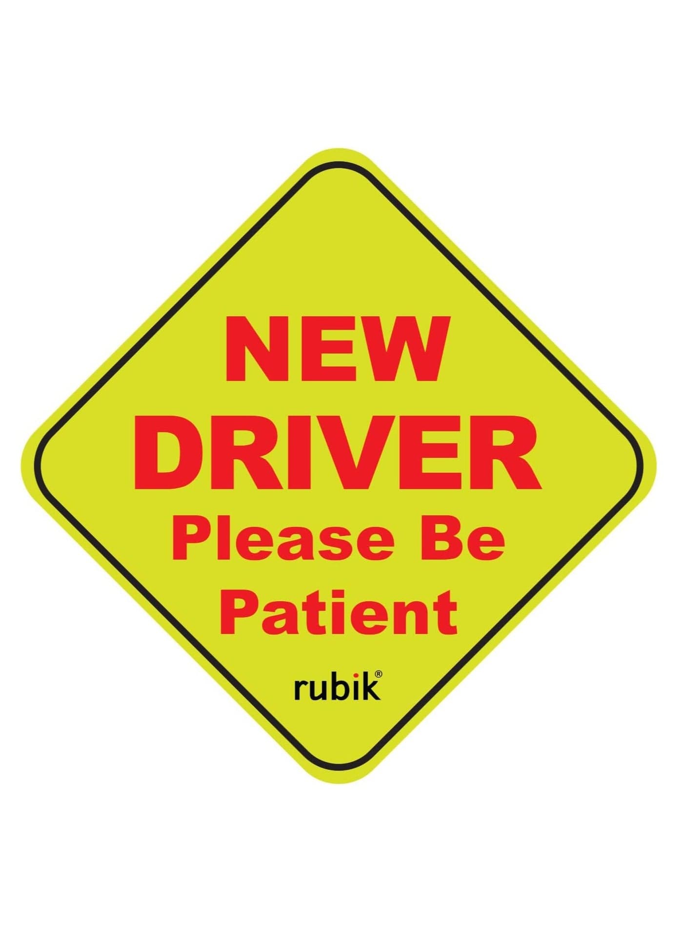 Magnetic New Driver Car Sign Sticker, New Driver Please Be Patient, Highly Reflective Removable and Reusable for Beginner Car SUV Van Drivers (15x15c) Yellow/Red