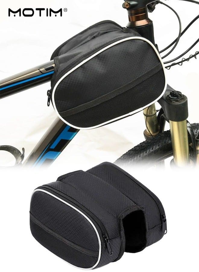 Bike Frame Storage Bag, Bike Bag Bicycle Storage Bag with Two Side Pockets, Under Seat Tool Accessories Pouch for MTB Road Cycling Accessories